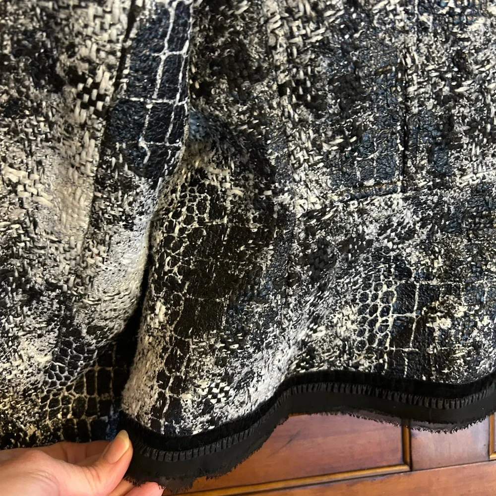Cache Tweed Like Black & White Blazer Size 12